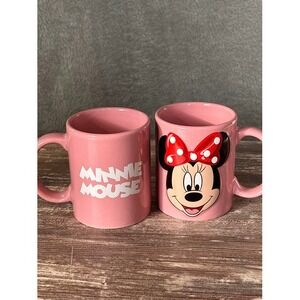 Set of 2 Disney Minnie Mouse 3D Embossed Pink Cup/Mug by Jerry Leigh